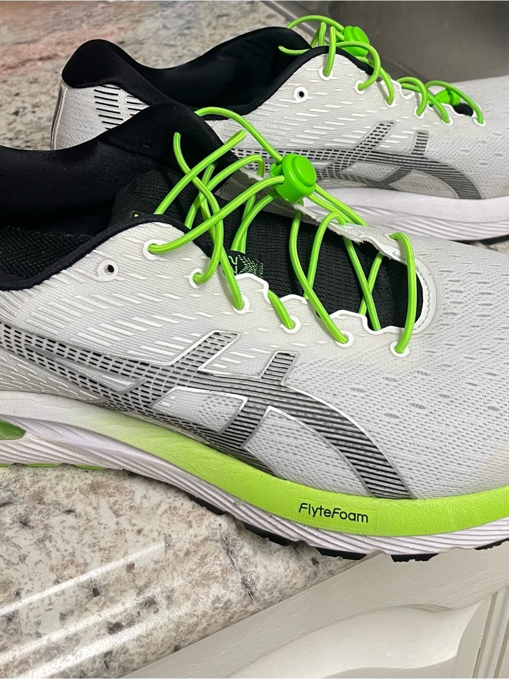 ASICS Men's White and Neon Green Athletic Shoes
